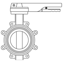 Межфланцевый дисковый поворотный затвор Hydrostop PN 16 c рычагом